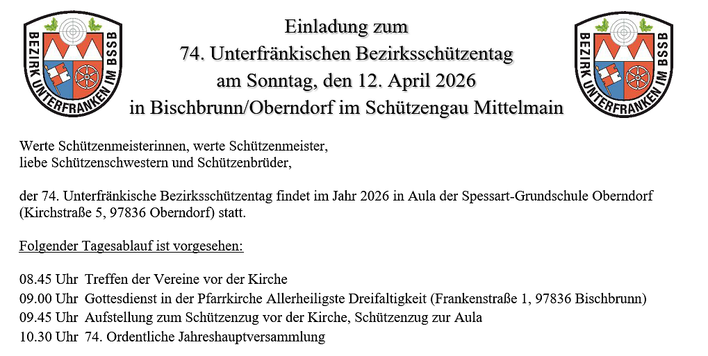 Einladung zum 74. Bezirksschützentag